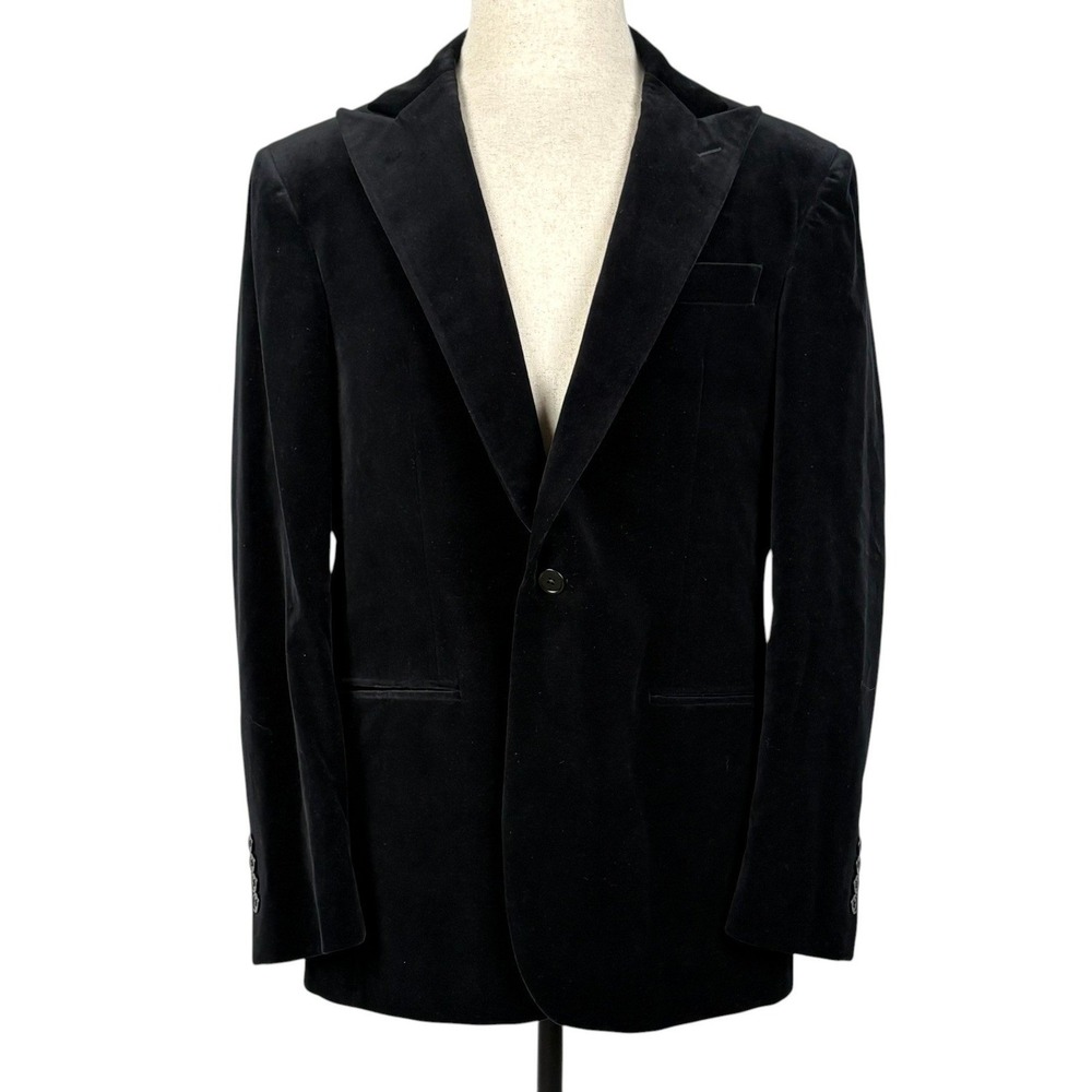 Polo Ralph Lauren Tailored Fit Velvet Jacket Mens 42R Black Blazer Italy NEW